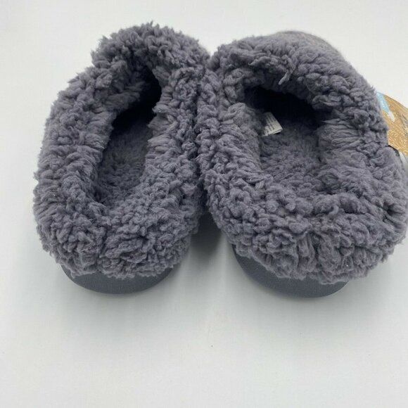 Muk Luks Women's Moccasin Memory Foam Slippers Gray Sherpa Slip On Size 5-6 New - Picture 5 of 6